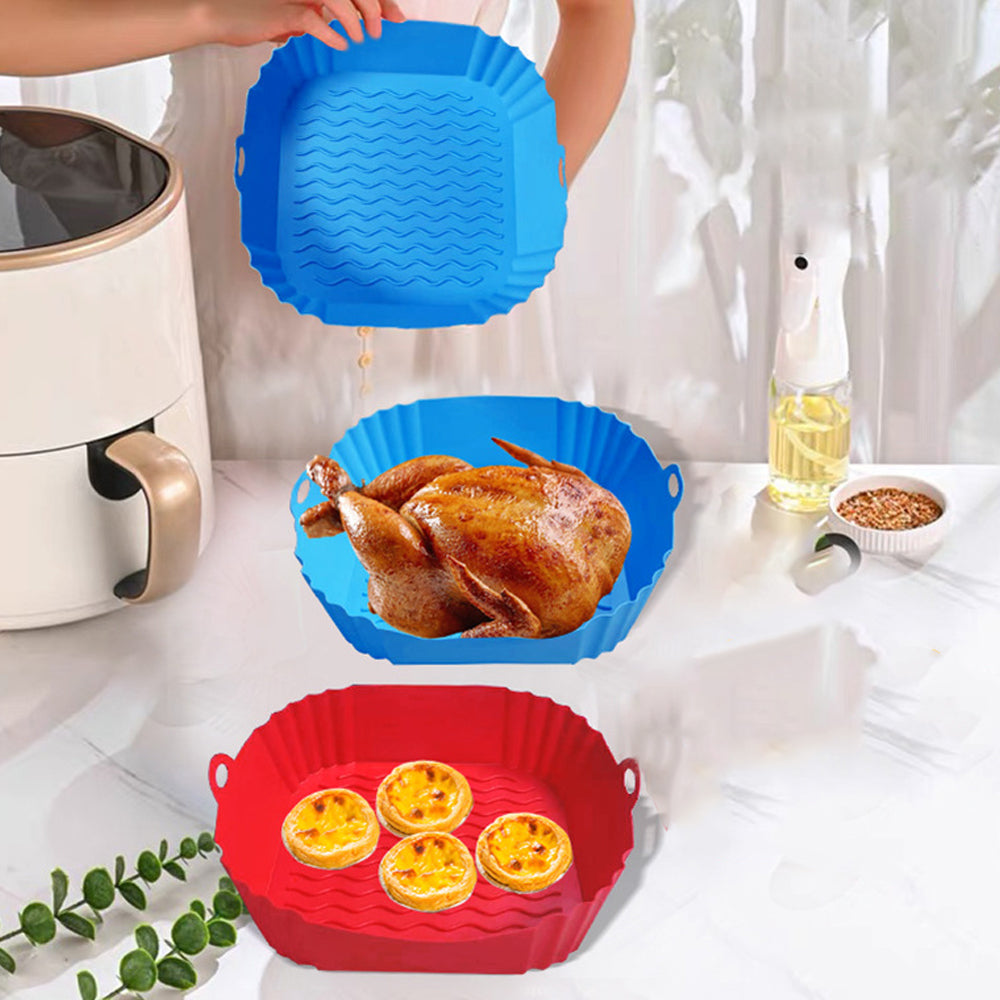 Silicone Liners Square for Air Fryers 2pcs Reusable Non Stick Baking Tray for Air Fryers