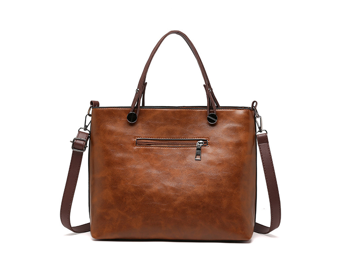 Vintage Leather-Look Tote Handbag Crossbody Briefcase