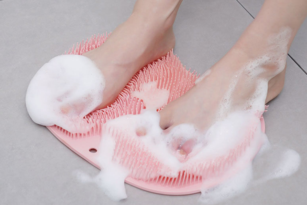 2 Pack Shower Foot Scrubber Mat Back Washer Wall Mounted 2 in 1 Foot Cleaner
