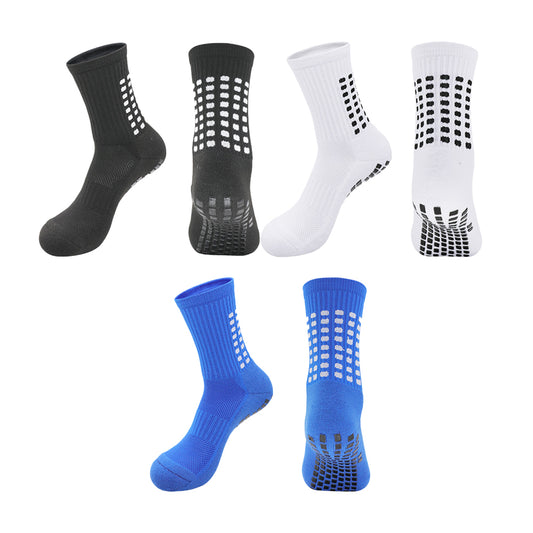 3Pairs Anti-Slip Sports Socks Non Skid Grip Socks-Black, Blue, White