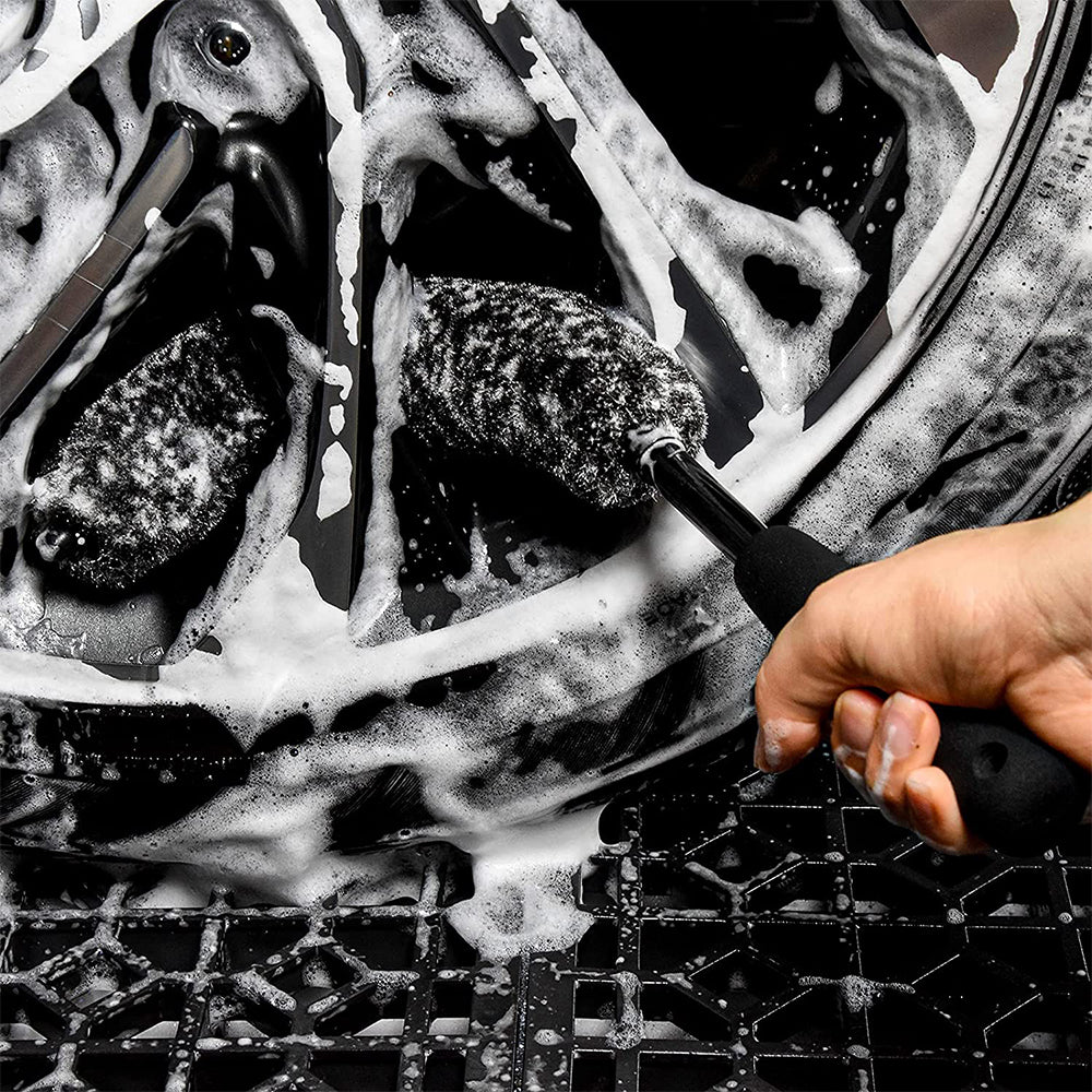 3Pcs Car Wheel Faux Plush Brushes Cleaning Kit