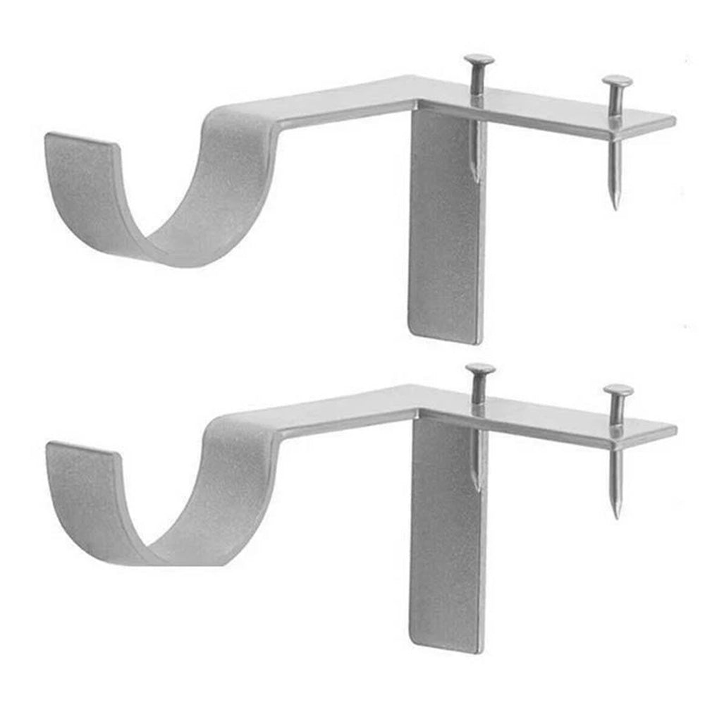 2Pcs Tap In Iron Curtain Rod Brackets for Wooden Window Frames