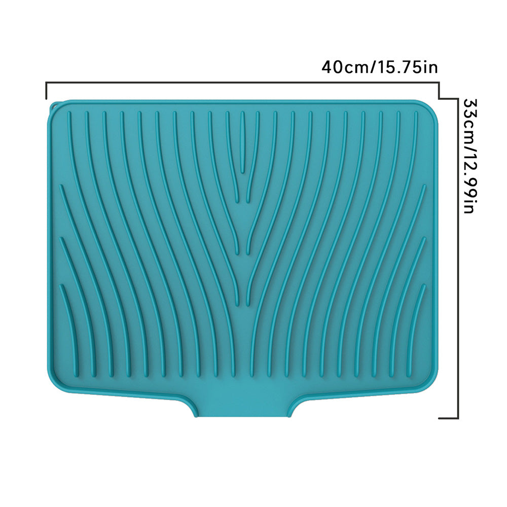 Silicone Dish Drying Mat with Foldable Drain Design