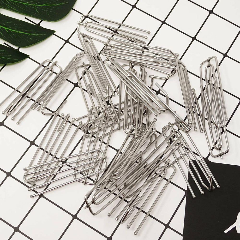 50Pcs 4 Prong Stainless Steel Pinch Pleat Curtain Hooks for Pleated Curtains