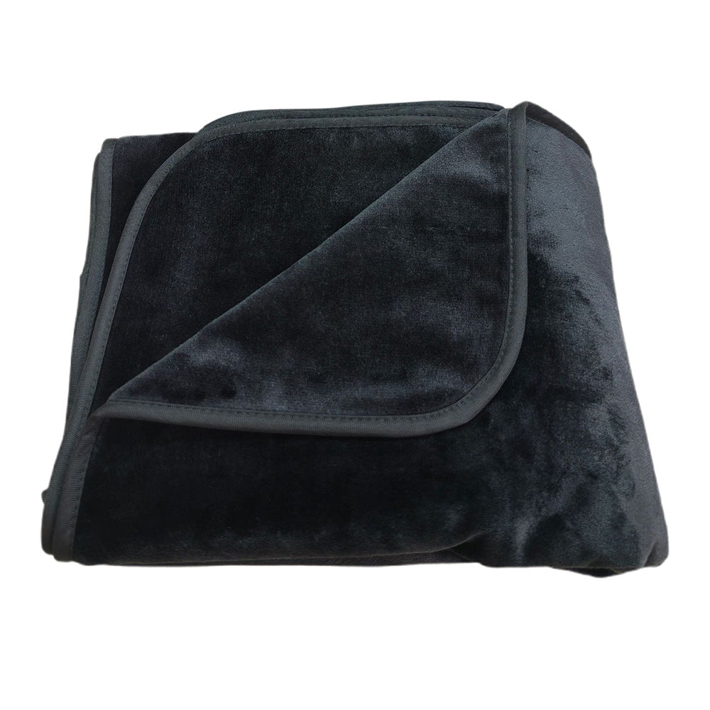 Water-Resistant Reversible Flannel Blanket Machine-Washable for Bed Sofa Camping-Black