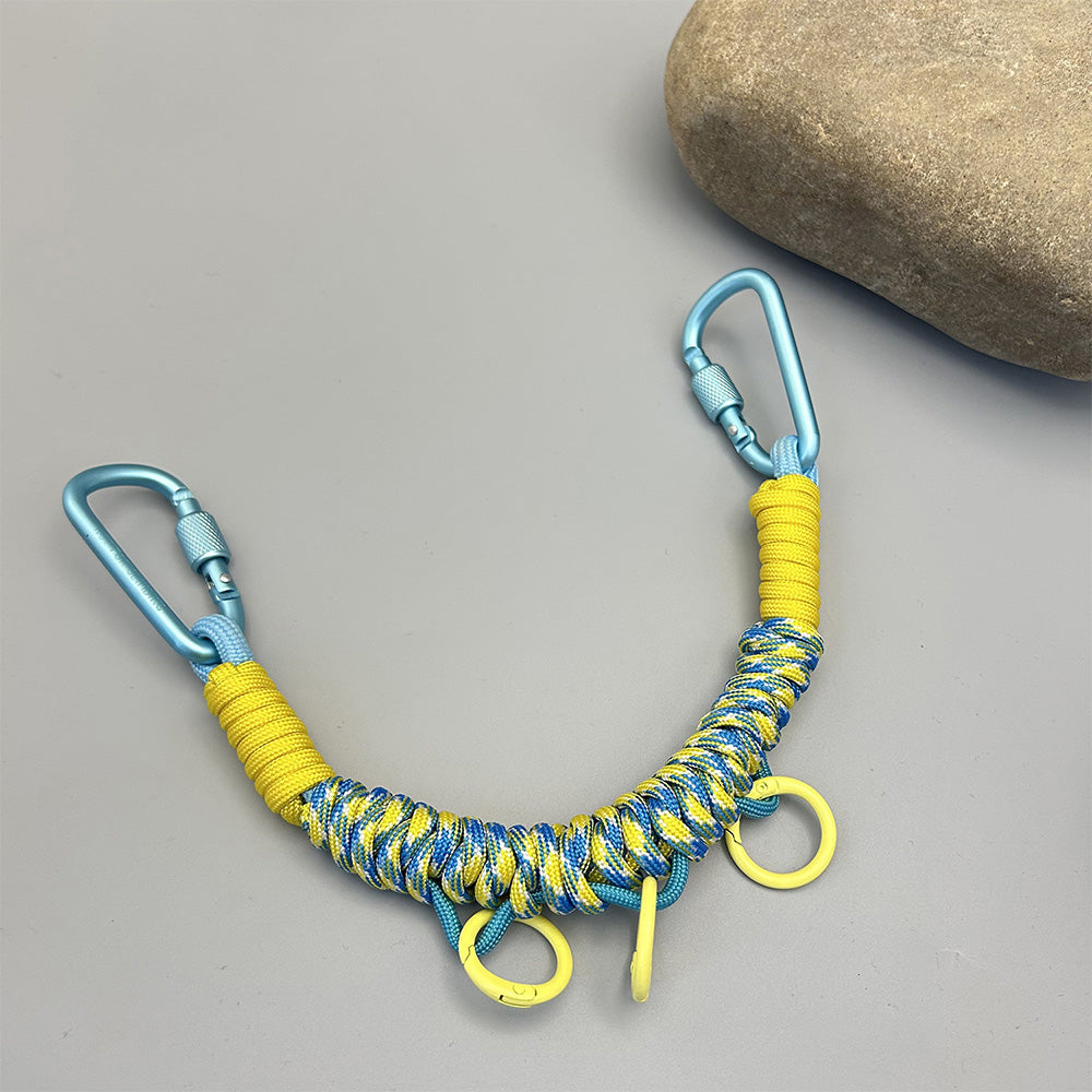 3 PCS Handwoven Paracord Backpack Gear Hanger Chains with Carabiners