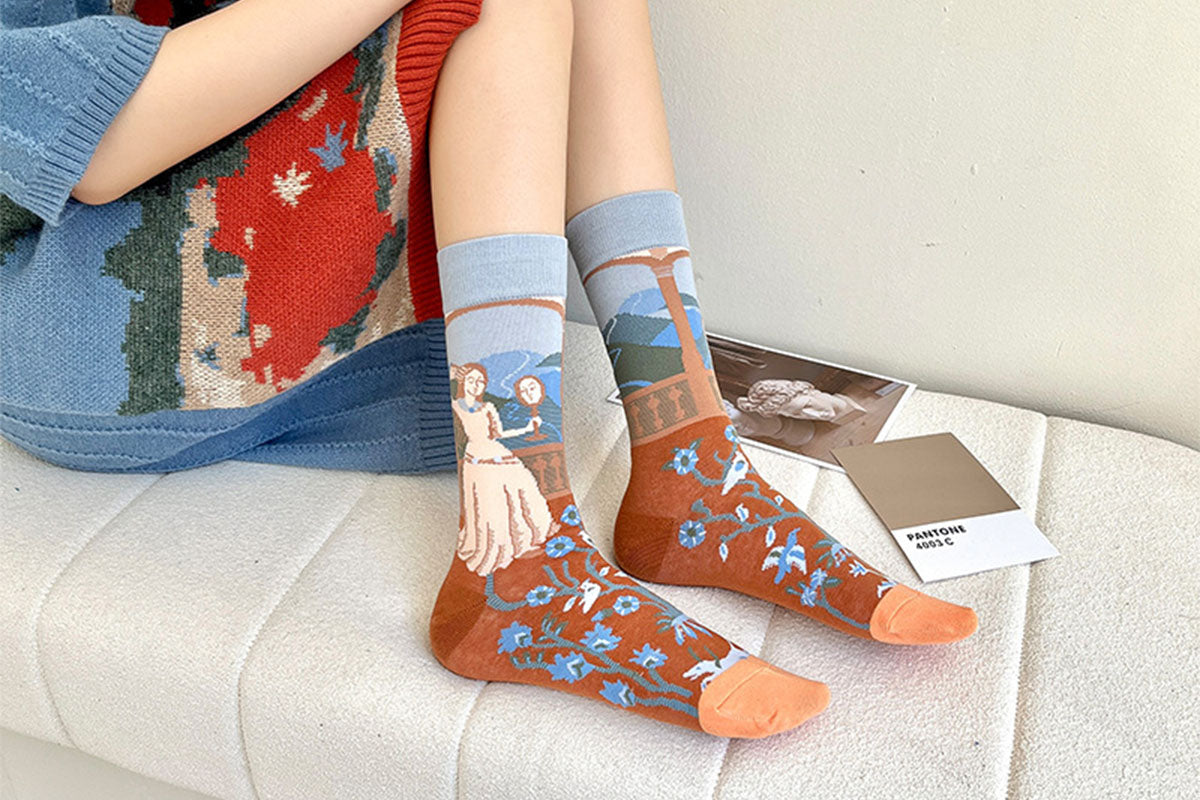4 Pairs Women Novelty Crew Socks