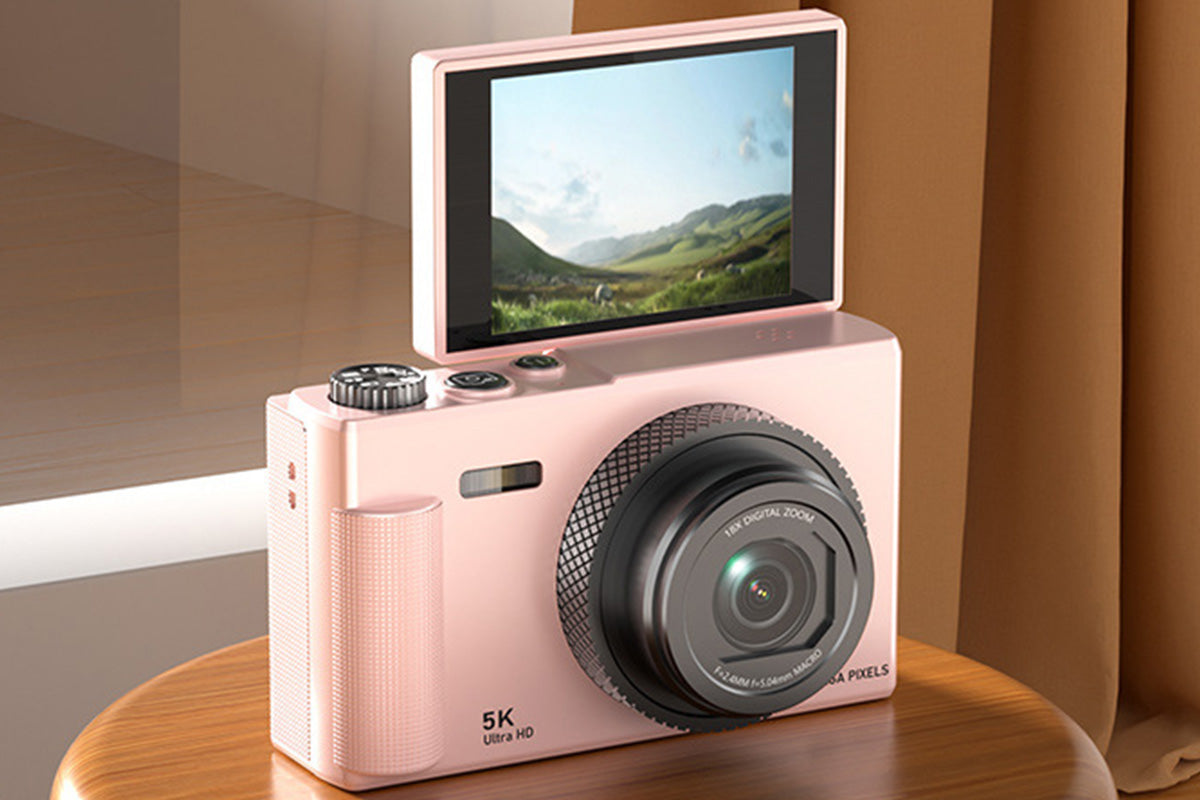5K Digital Camera 18X Zoom Flip Screen Point and Shoot Camera with 64GB Memory Card