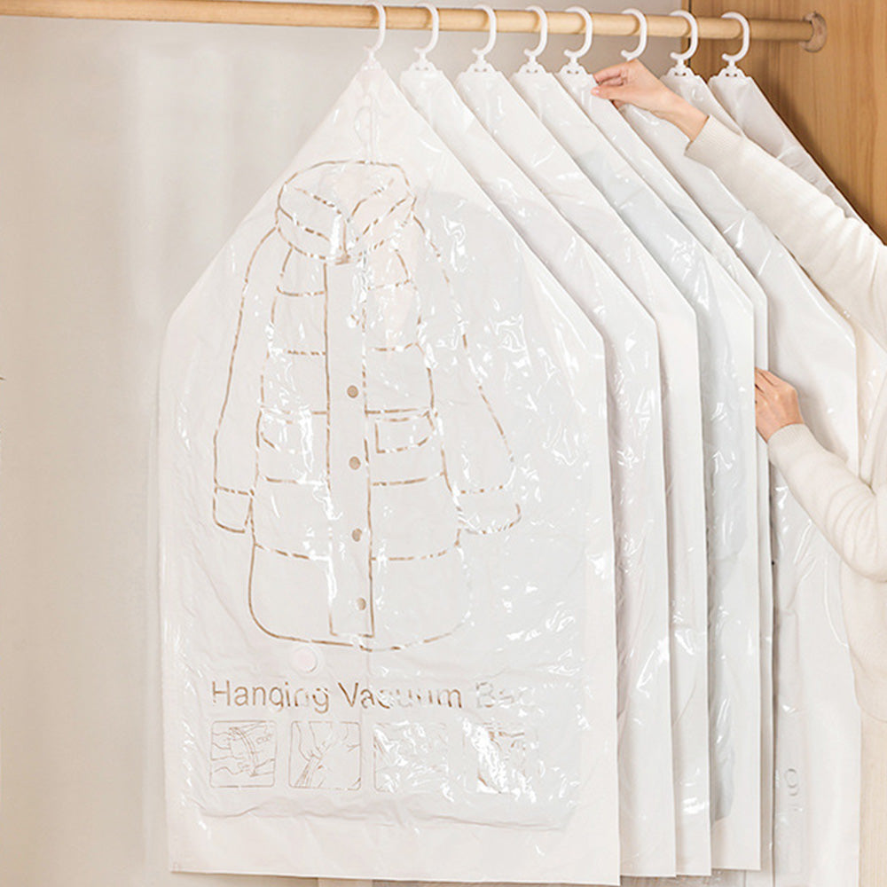 4Pcs Hanging Vacuum Clothes Storage Bags with Pump