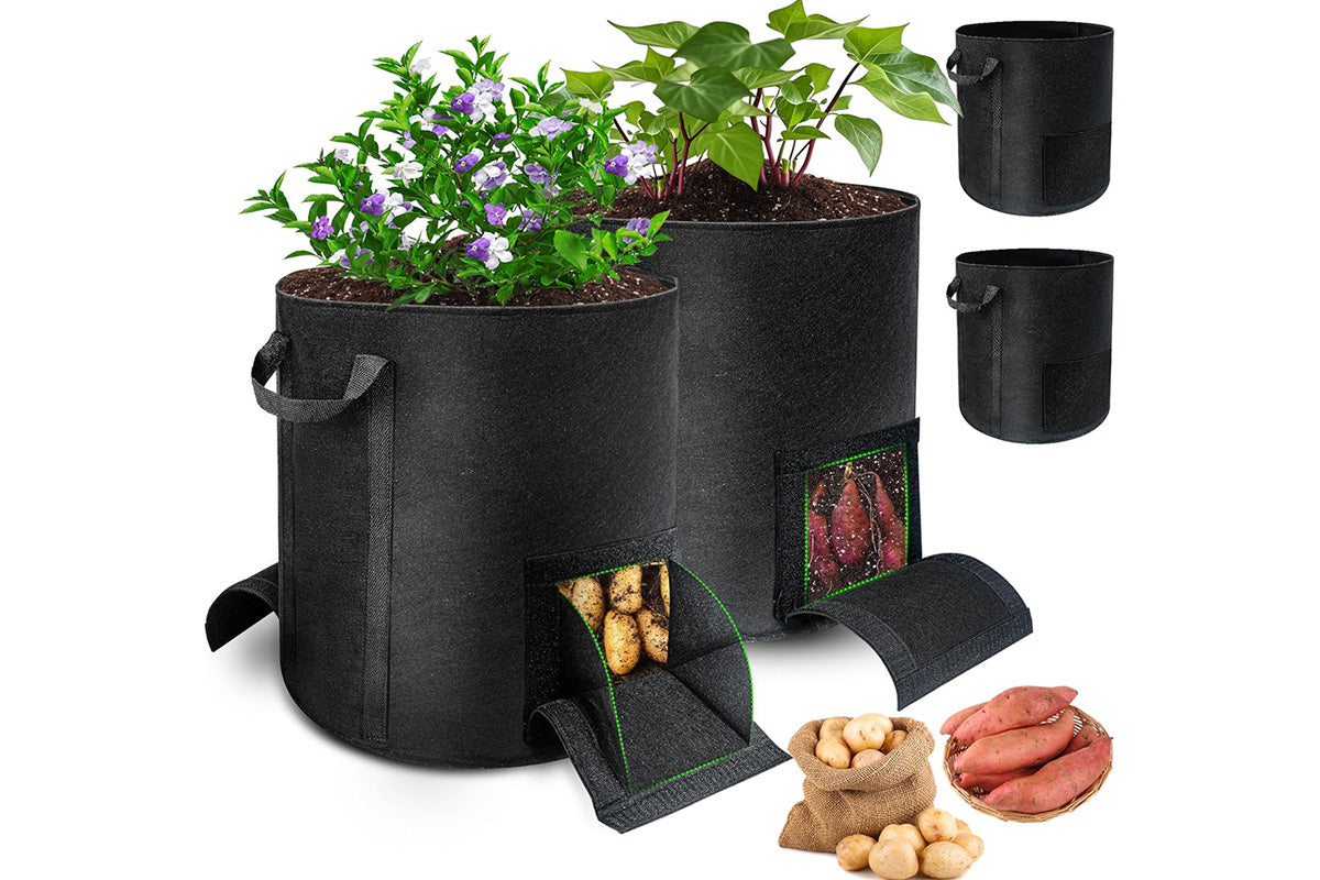2X15 Gallon Potato Grow Bags with Dual Harvest Window Visible Window Non-Woven Planter Pot