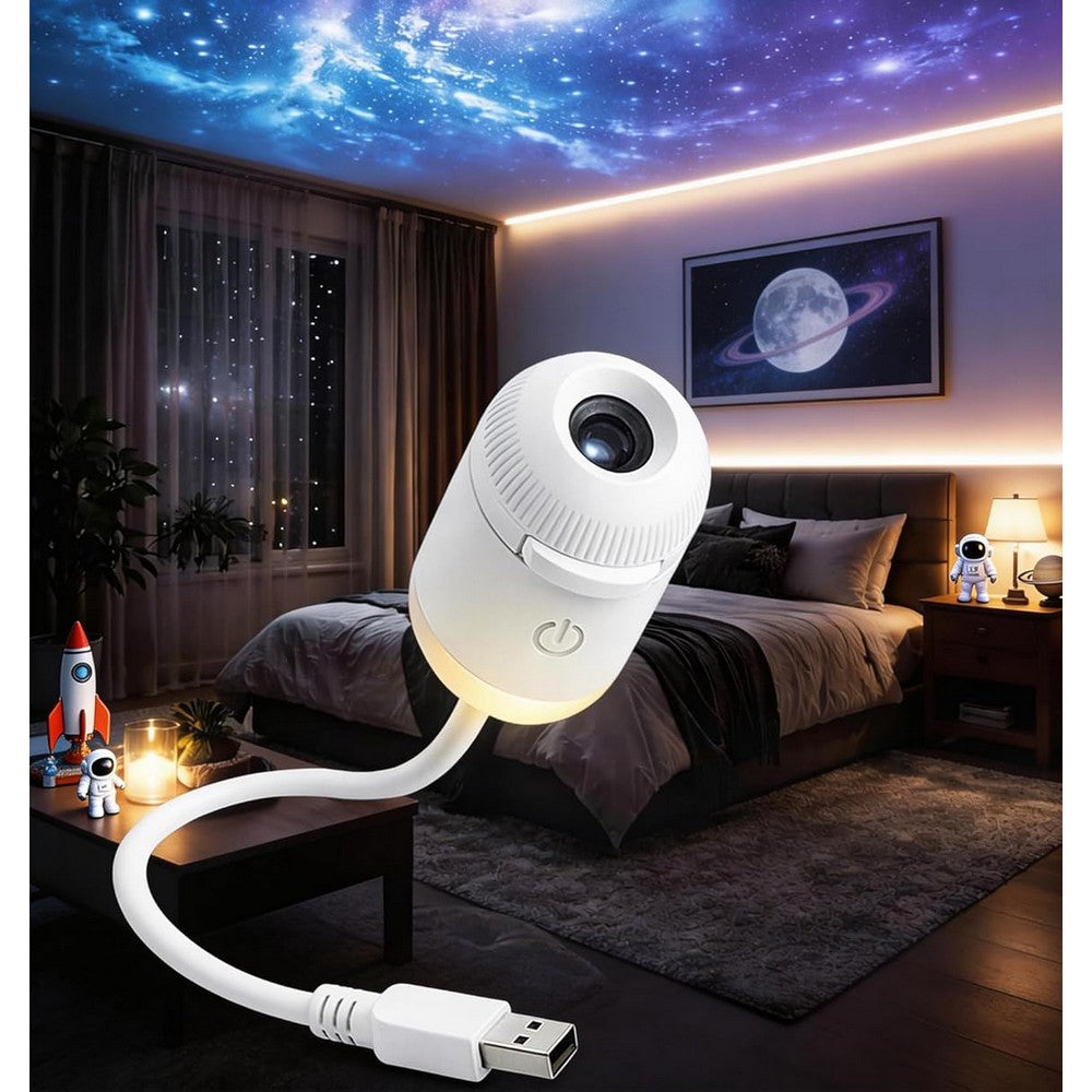 2-in-1 Galaxy Projector and Night Light 360-degree USB Galaxy Projector for Bedroom
