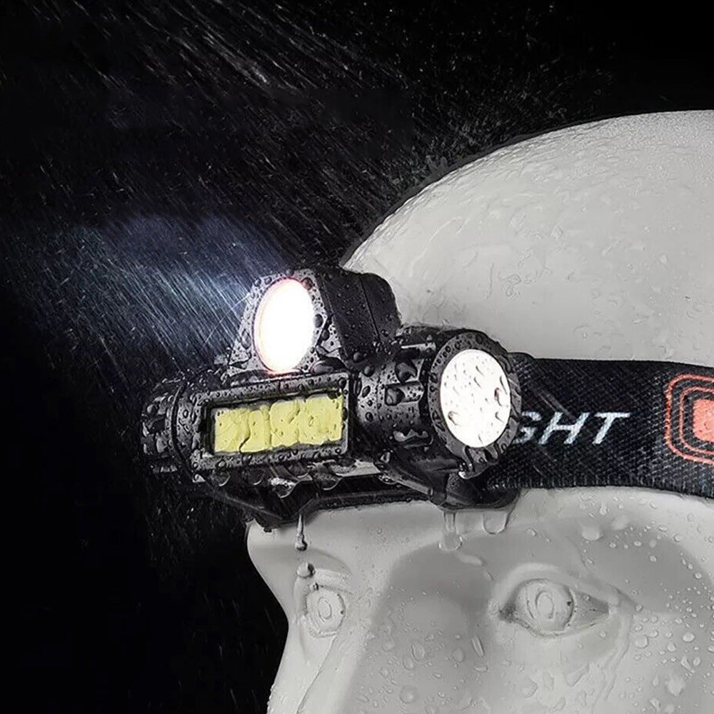 Dual Light Source Headlamp COB Camping Headlight with Rechargeable Battery