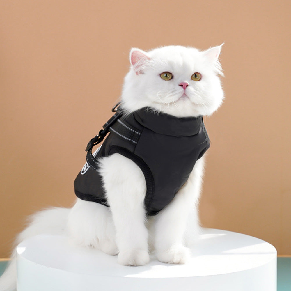 Dog Winter Jacket Padded Pet Clothes with Zipper Warm Vest Coat Comfortable Pet Vest-Black