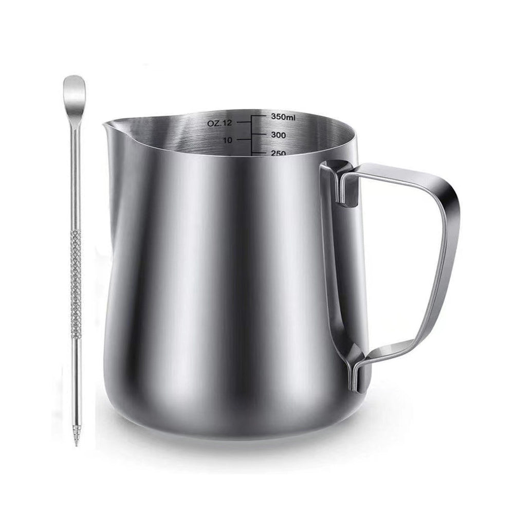 350ml Stainless Steel Milk Frothing Jug Kit with Powder Shaker