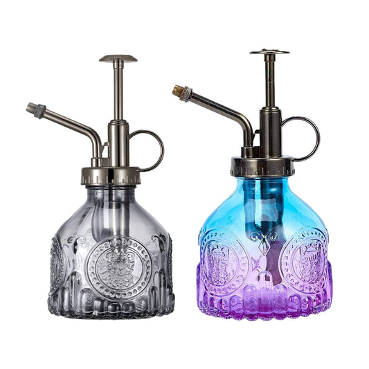 2Pcs Glass Plant Mister Spray Bottle for Indoor Outdoor House Plant-Grey+Purple