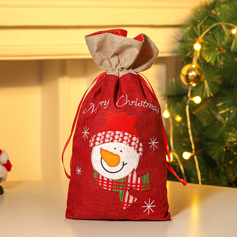 Xmas Sack Bag Christmas Burlap Stocking Gift Bag -Style 2
