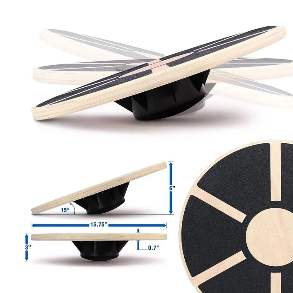 39.5cm Non-Slip Wooden Wobble Balance Board for Exercise Training