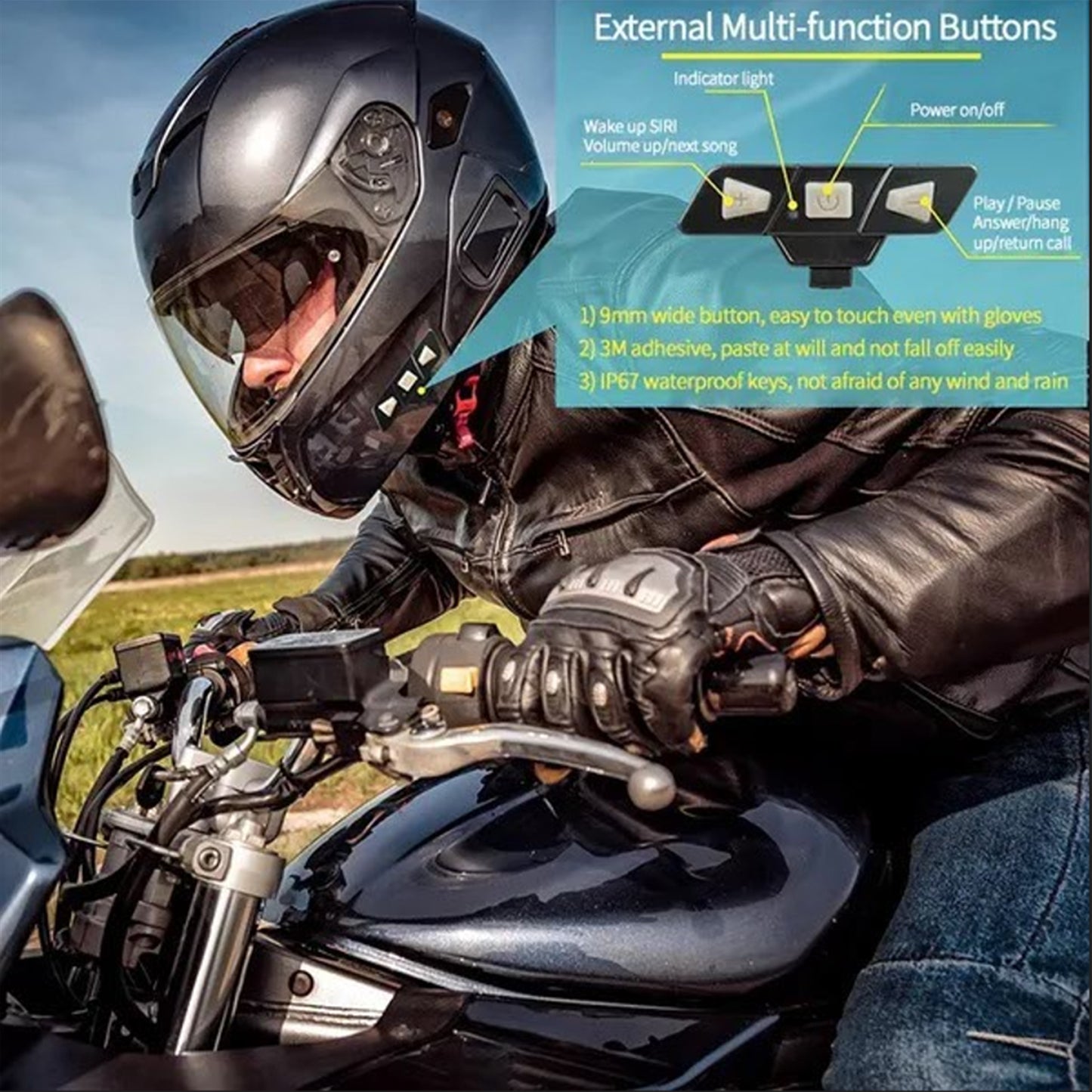 Motorcycle Helmet Bluetooth Headset with Mic