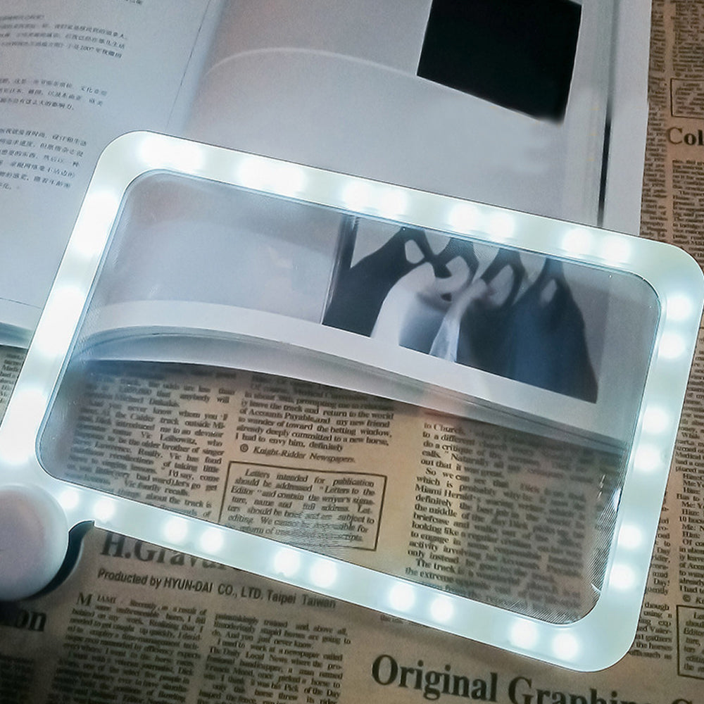 5X Magnification Folding Handheld Reading Rectangle Magnifier with Light