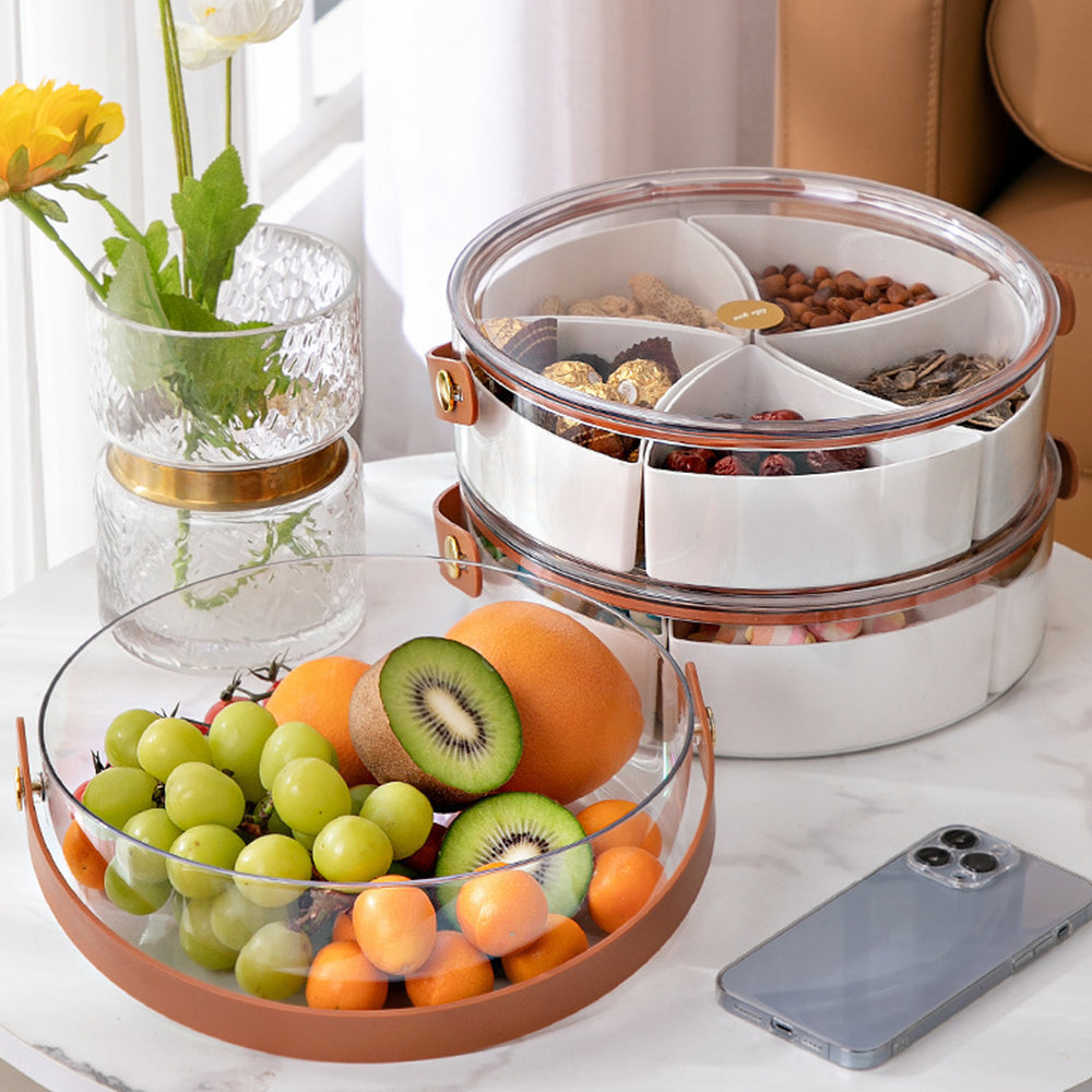 Divided Serving Tray with Lid and Handle Snack Platter Organizer