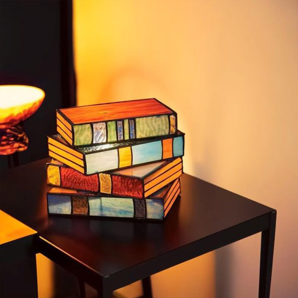 Resin Stained Stacked Books Lamp