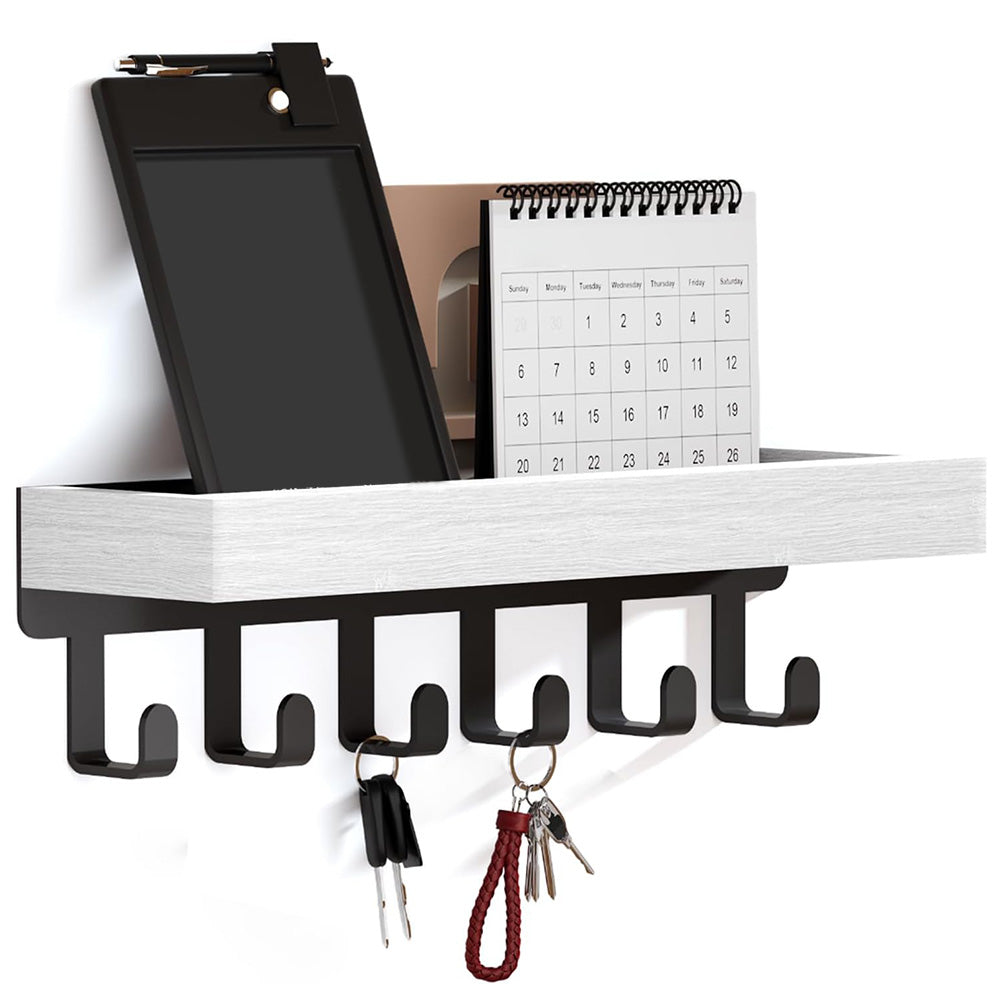 Wall Key Holder with Shelf Wooden Key Rack for Entryway Home