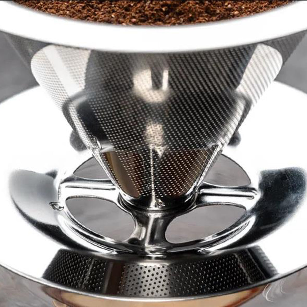 Reusable Coffee Tea Filter Mesh Stainless Steel Funnel with Base