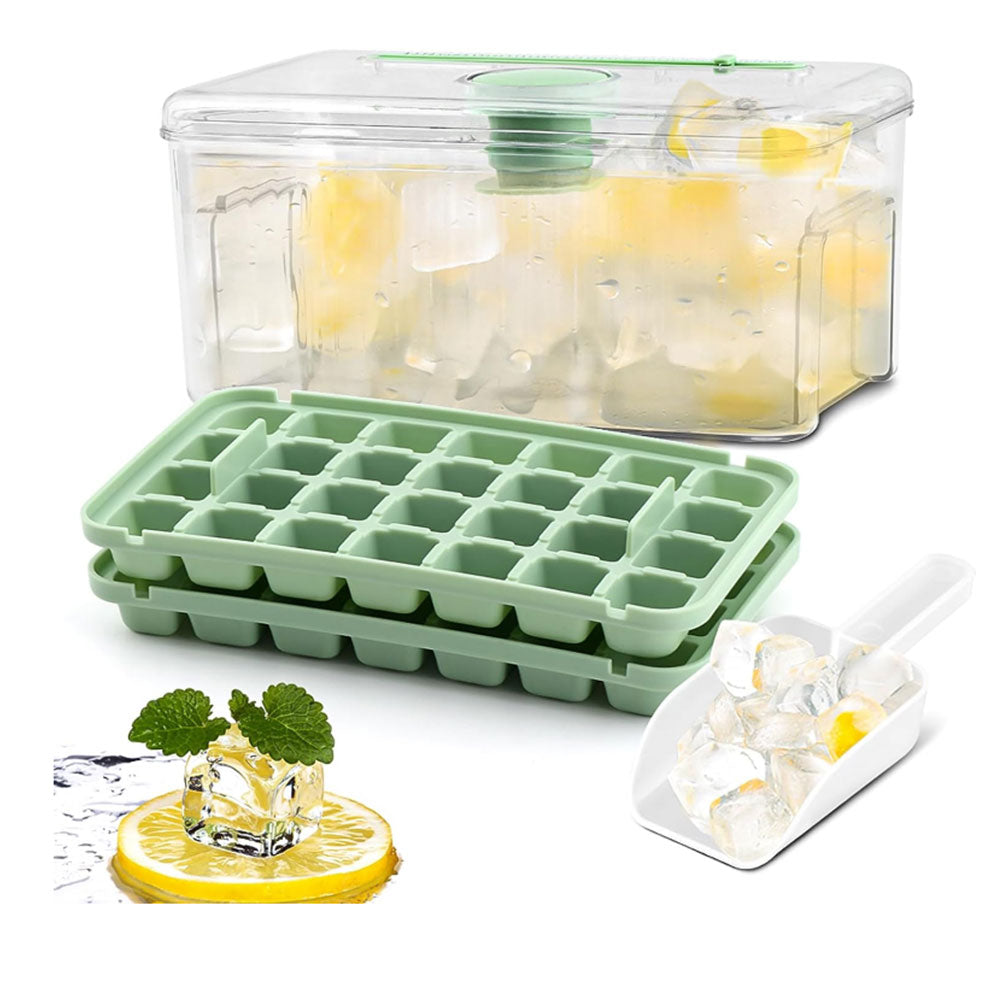56 Grid Plastic Ice Tray Mold with Scoop Ice Cube Maker Storage Container Box