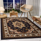 Large Floor Rug Crystal Velvet Vintage Boho Non-Slip Carpet for Bedroom Dining Room
