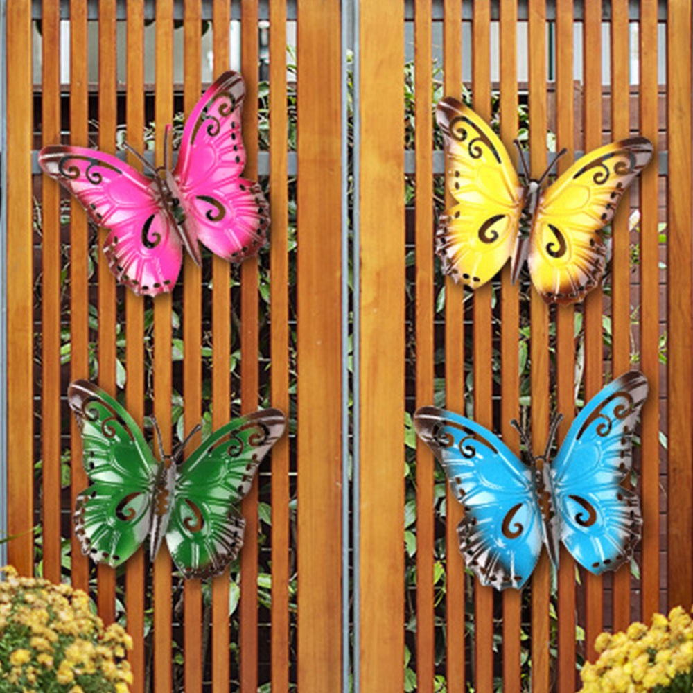 10Pcs 11x9CM Colorful Metal Butterfly Wall Decor Outdoor Lawn Art Metal Decoration