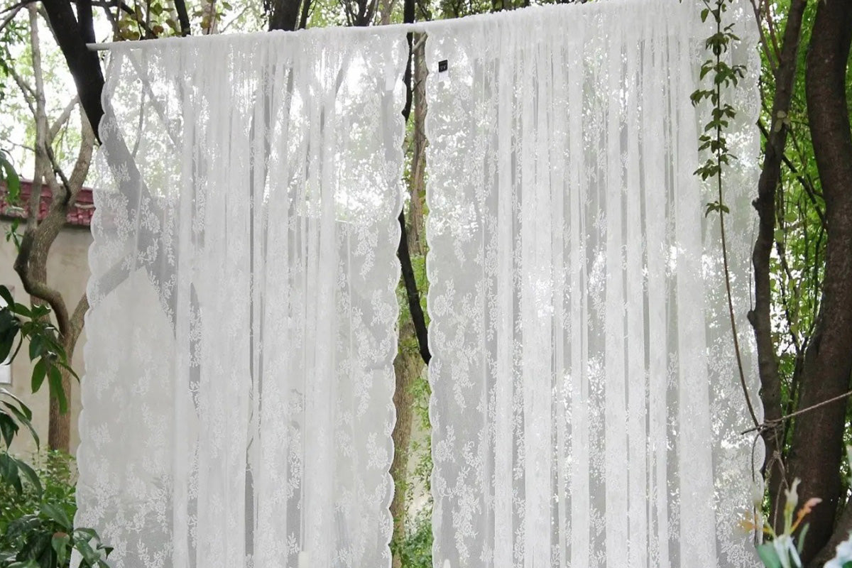 Vintage Lace Sheer Curtains Flowers And Branch Voile Curtains For Living Room Garden
