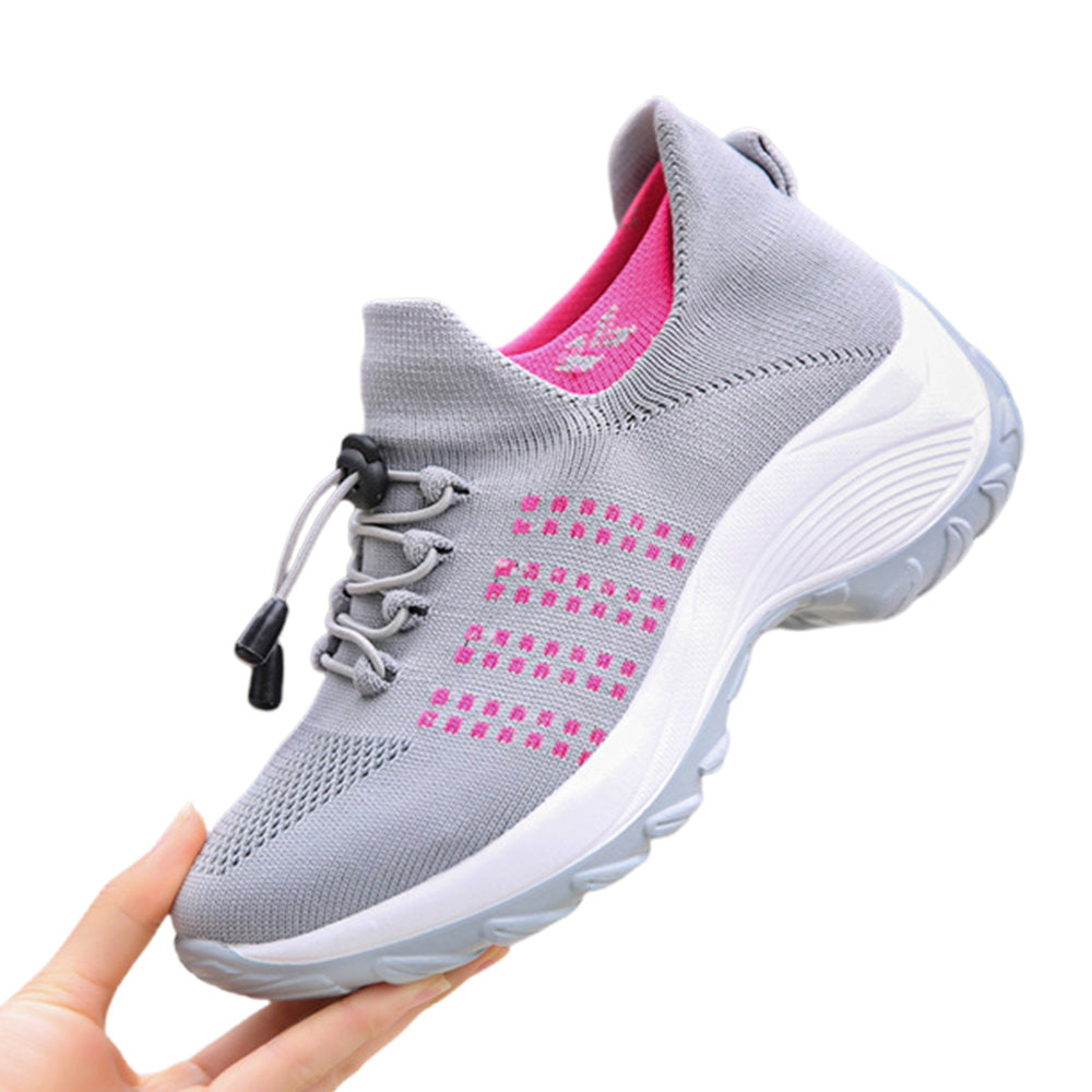 Breathable Stretch Mesh Slip On Walking Sneakers for Men and Women-Grey