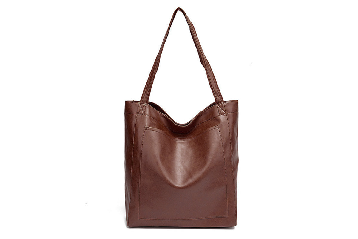 Vintage PU Leather Tote Bag Casual Shoulder Handbag