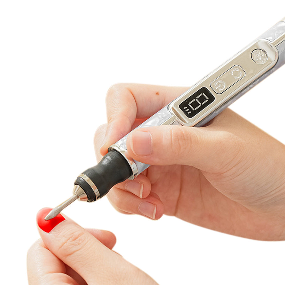 2 in 1 Cordless Electric Nail File Drill with Light Lamp 18 Bits 3 Speeds Mode for Women Men