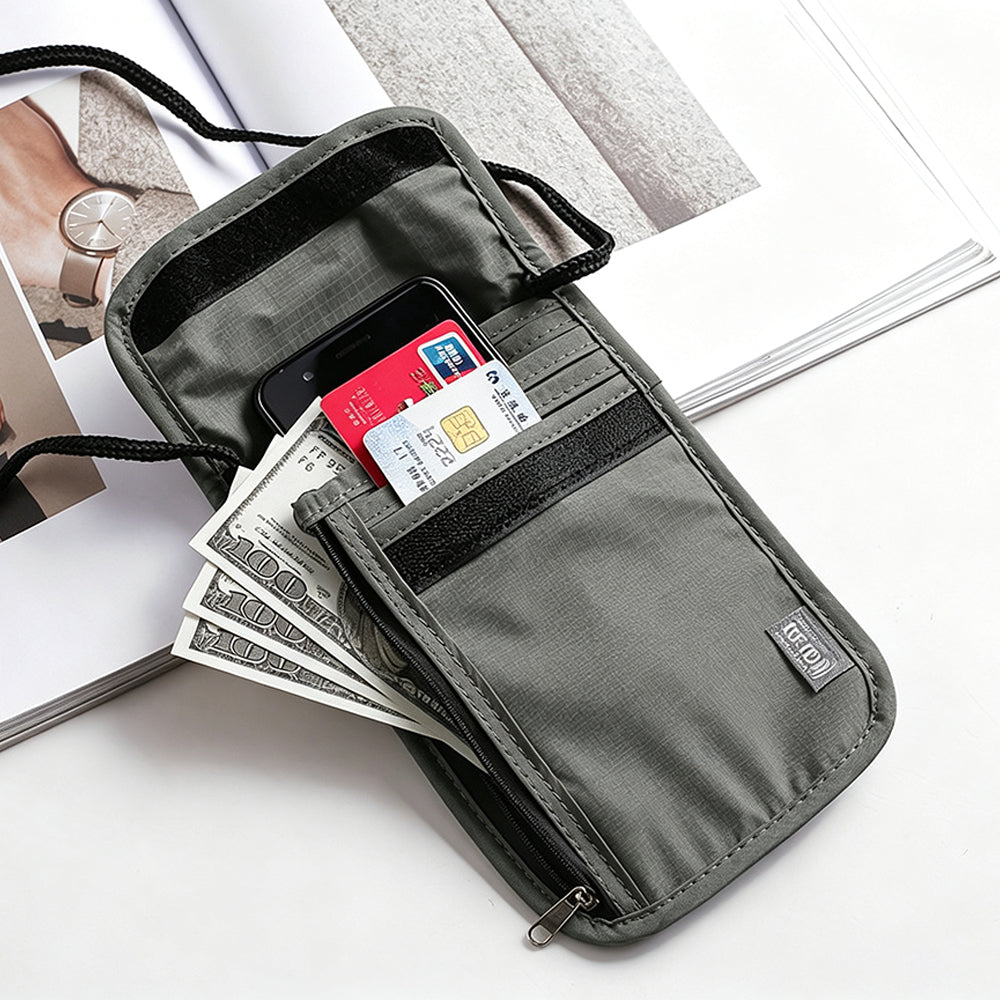 RFID Shielding Neck Passport Card Wallet Travel Storage Pouch