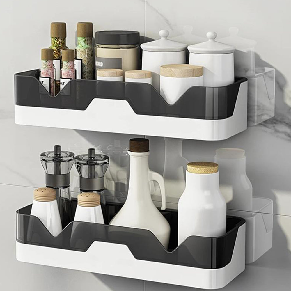 Wall Mount Kitchen Bathroom No Drilling Double Layer Shower Shelf