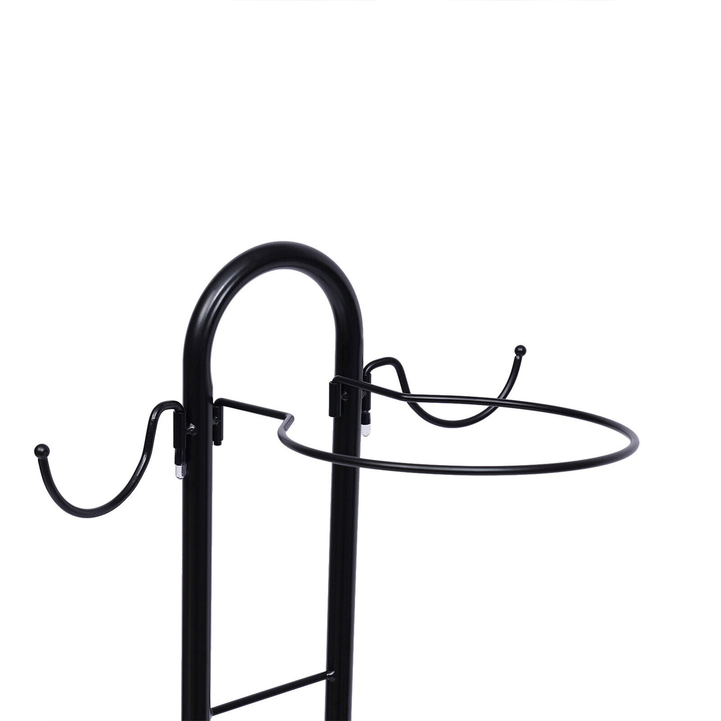 4 Tier Sports Equipment Ball Storage Rack with Basket and Hooks