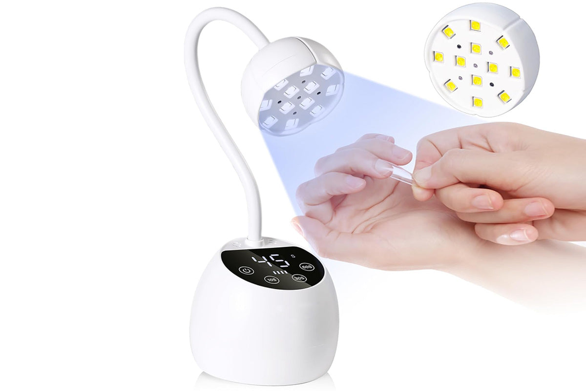 UV LED Nail Lamp Mini Cordless Gel Dryer With Adjustable Gooseneck For Gel Nails