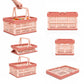 Portable Foldable Storage Basket for Camping Shopping and Home-Pink