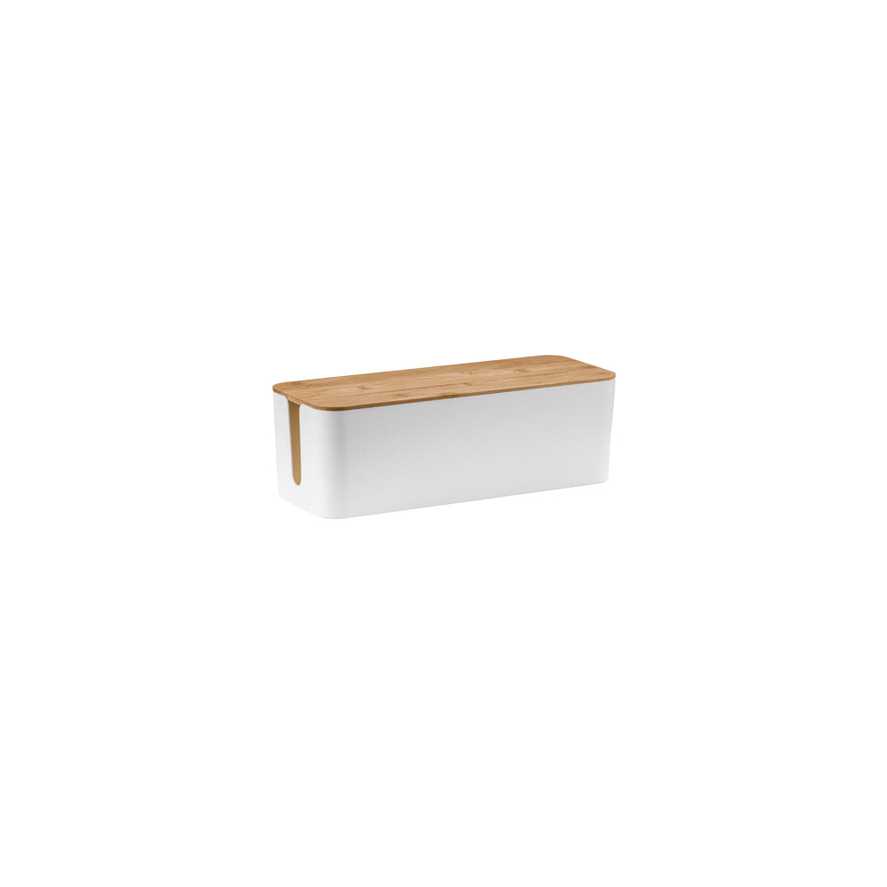 Bamboo Lid Cable Management Storage Box for Home and Office