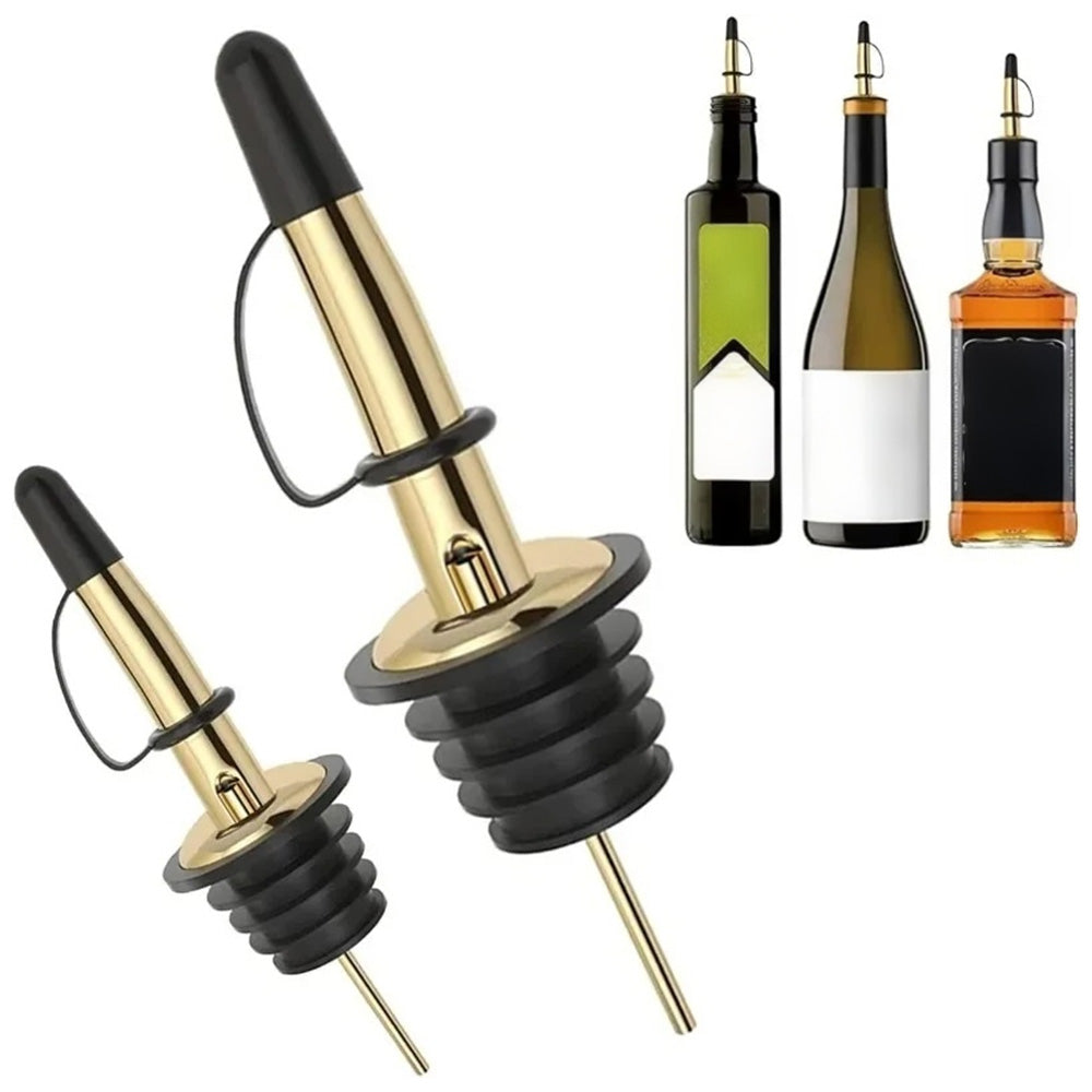 12Pcs Stainless Steel Non Drip Wine Pourers with Dust Caps