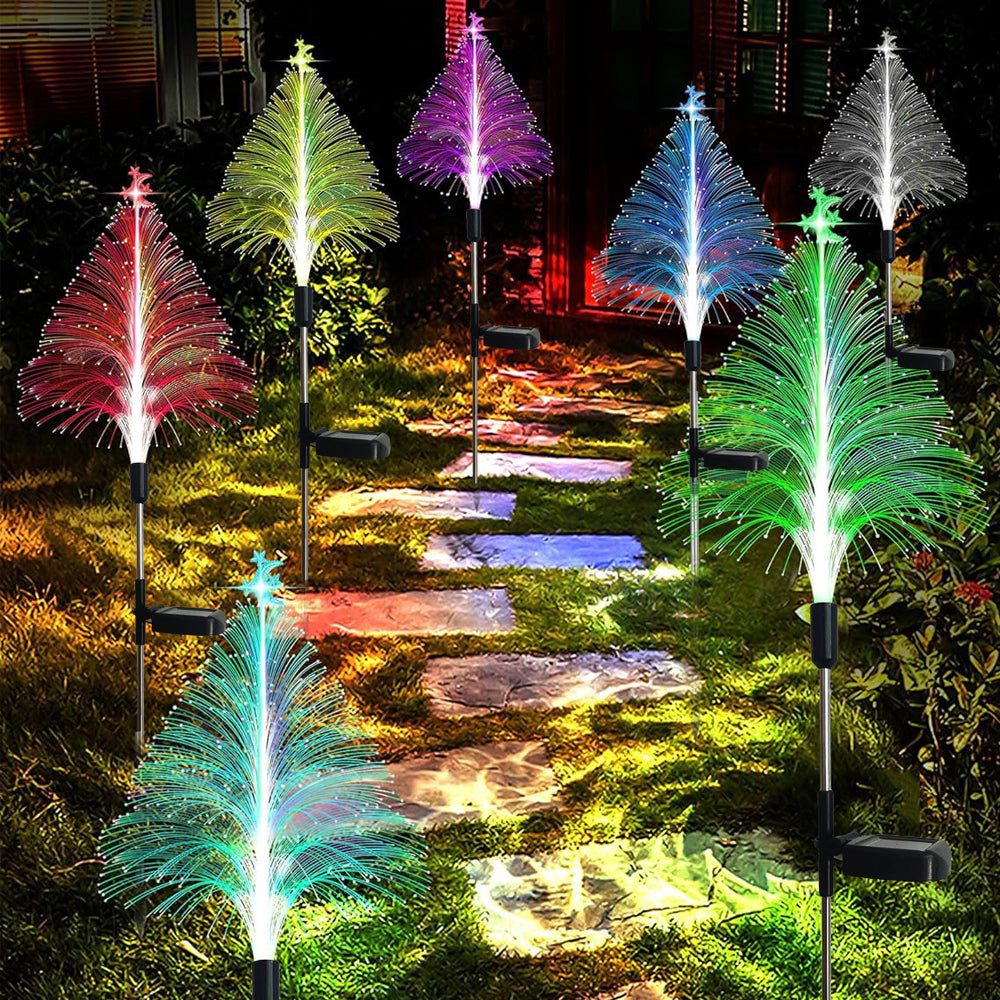 3Pcs  Christmas Trees Solar Lights Optic Fiber Lights-Moon Christmas
