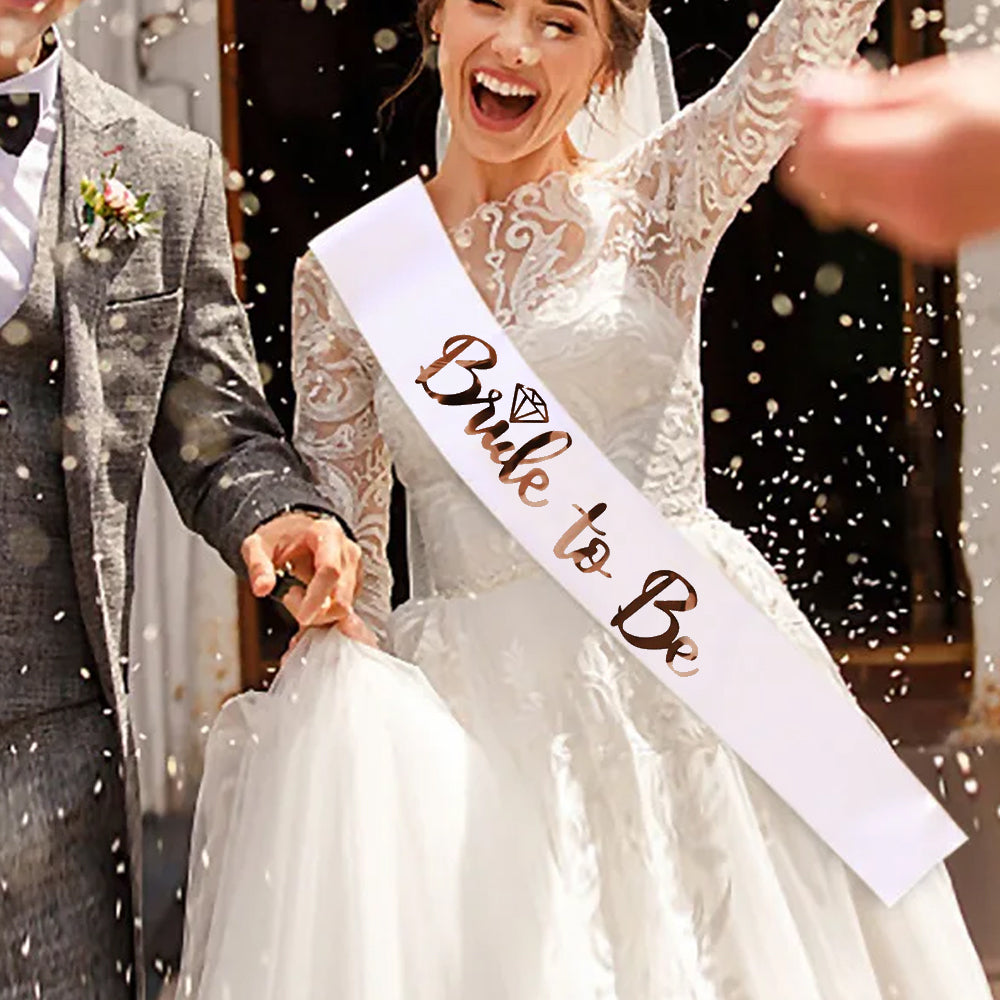 7Pcs Bride Sash Set-1 White Bride to Be Sash 6 Black Team Bride