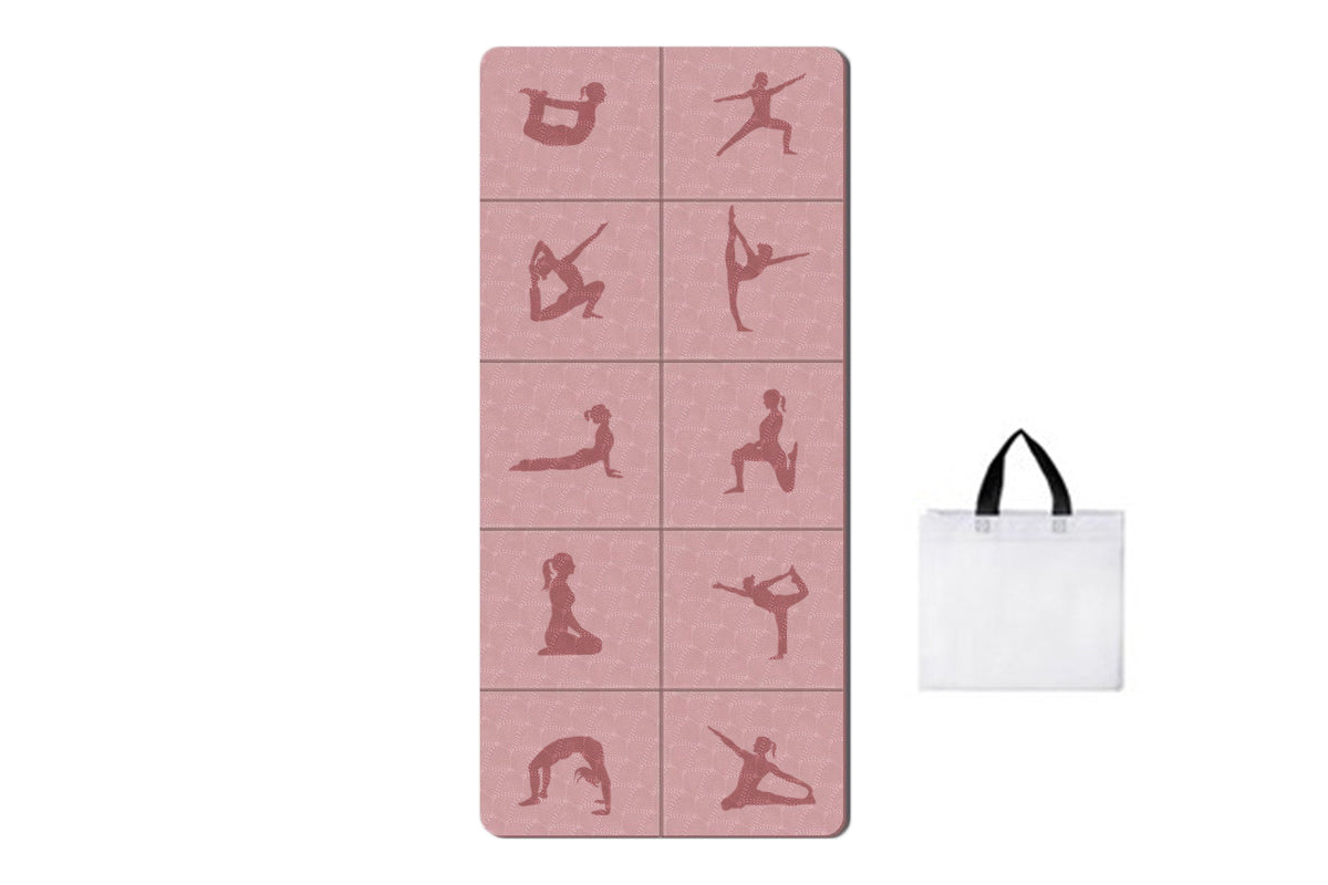 Printed Yoga Poses Yoga Mat with Storage Bag Portable Exercise Foldable Workout Mat
