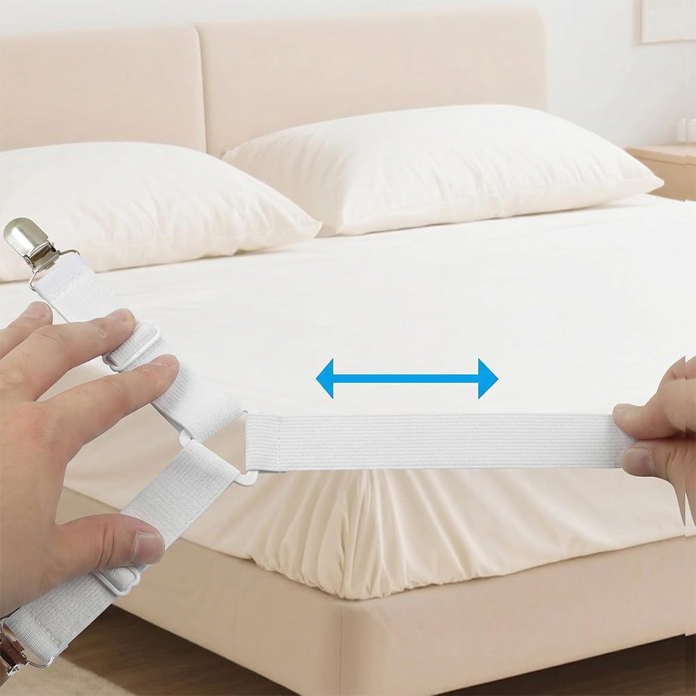 12-Clip Adjustable Elastic Bed Sheet Fastener Straps for Mattress