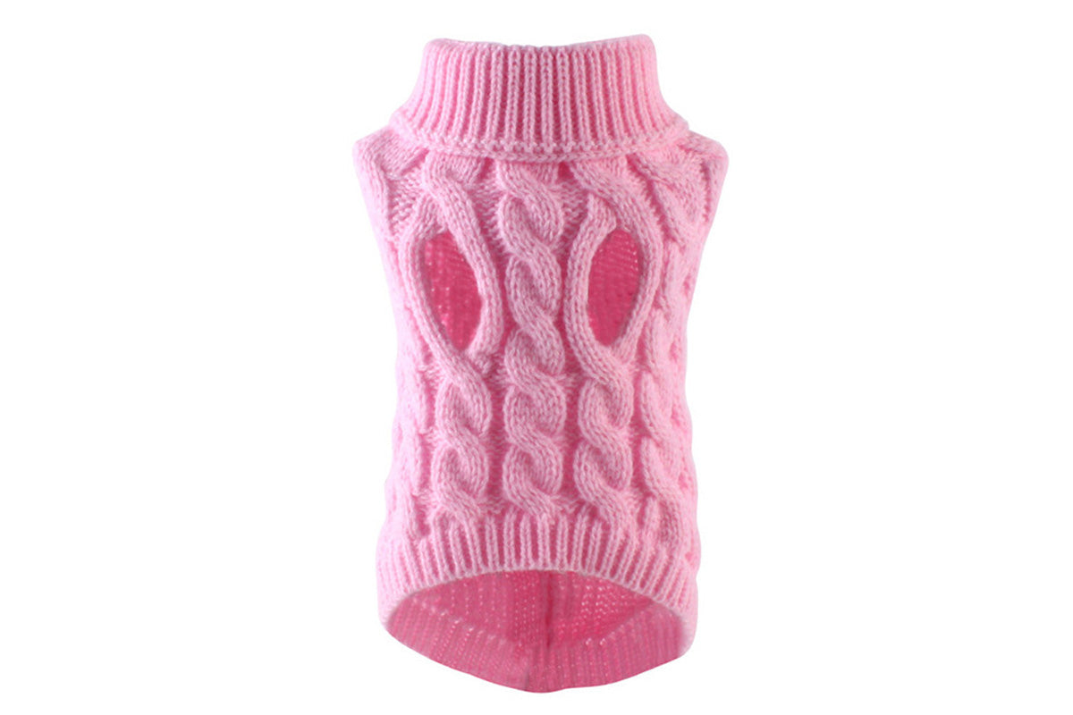 Puppy Dog Jumper Winter Warm Knitted Sweater Pet Clothes for Small Dogs Coat-Pink