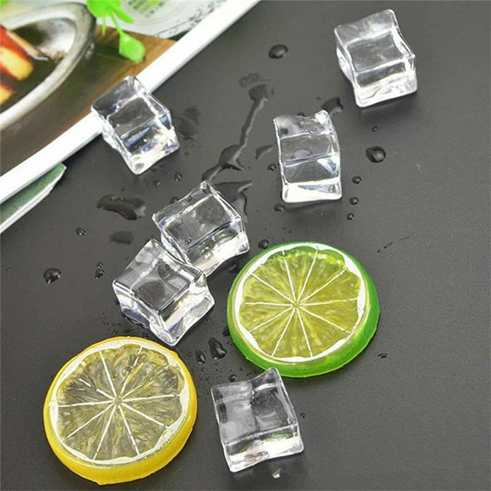 25 Pack Clear Simulated Ice Cubes for Drink Reusable Ice Cubes for Decor Home Bar Parties