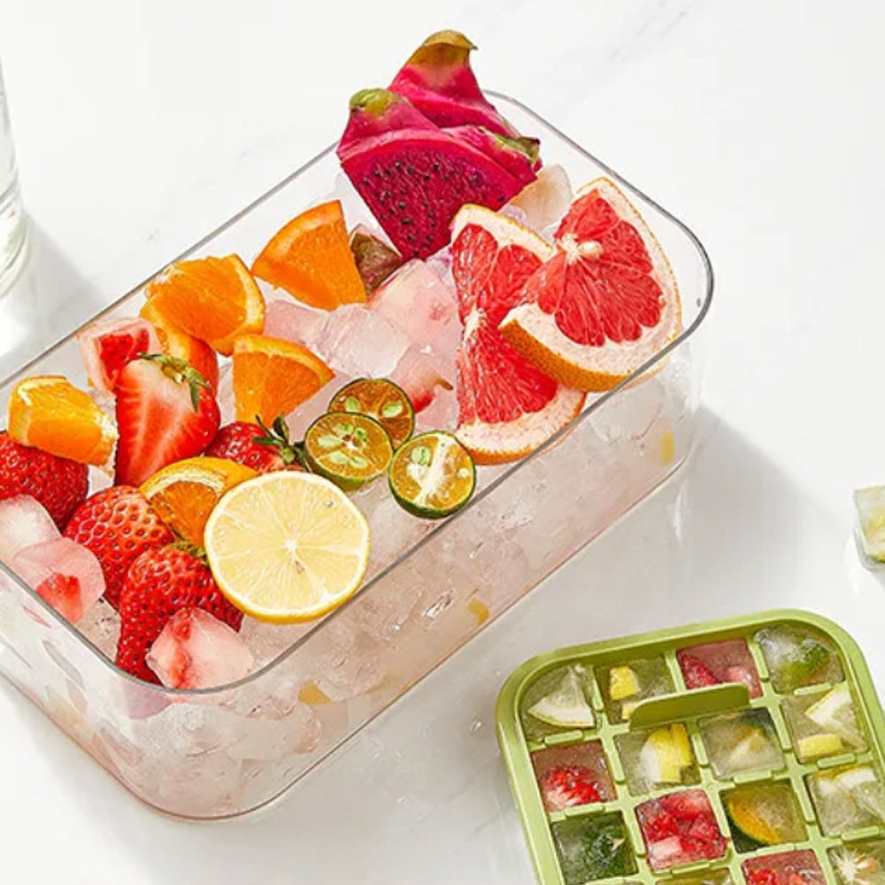 Ice Cube Tray with Lid and Bin for Freezer 64Pcs Ice Cube Mold