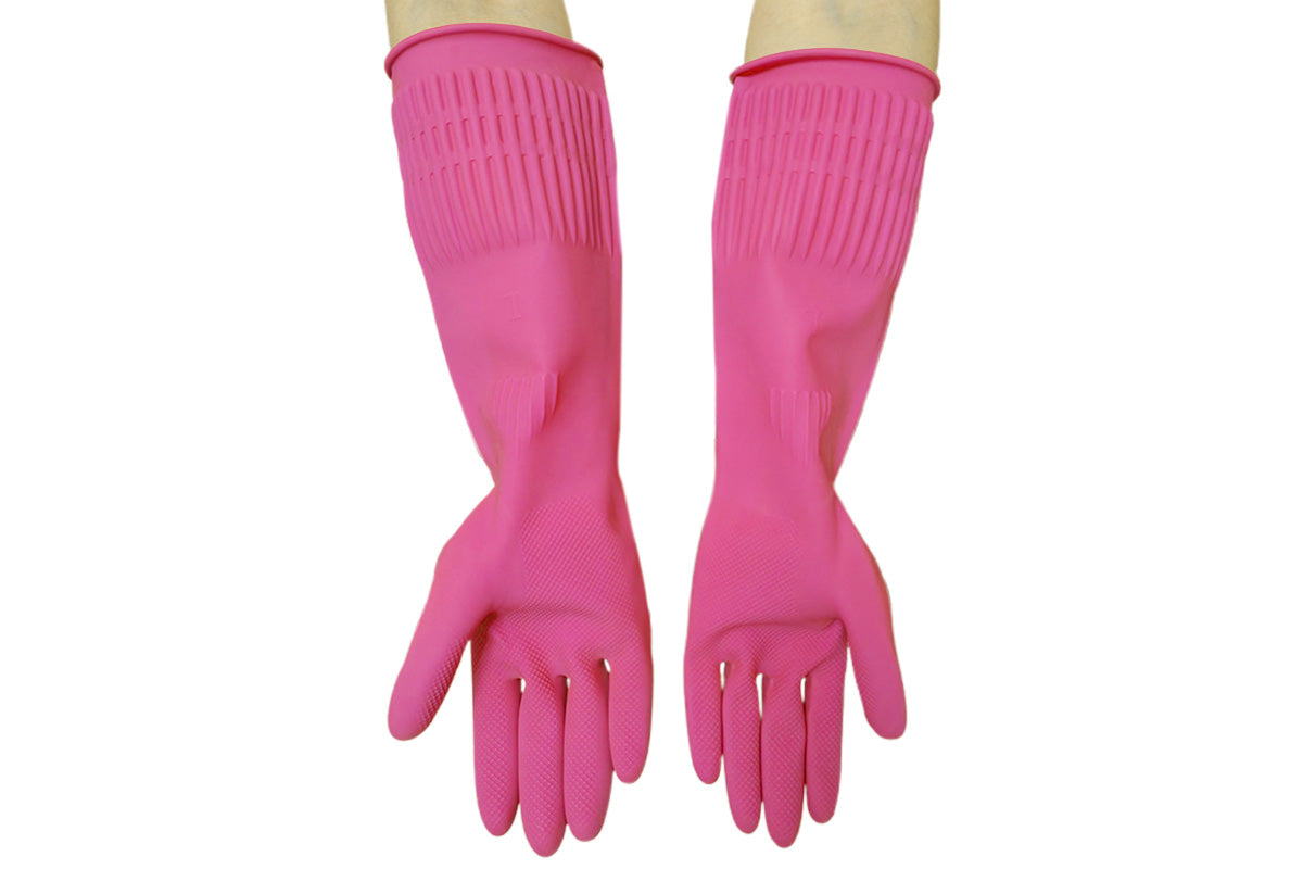 38cm Extra Long Rubber Gloves 3 Pack Heavy Duty Cleaning Gloves for Dishwashing