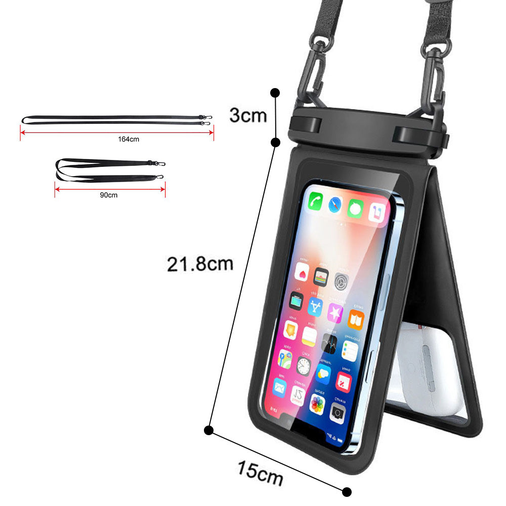 9.5 inch Double Space Water-Resistant Phone Pouch with Lanyard Underwater Seal Case Dry Bag